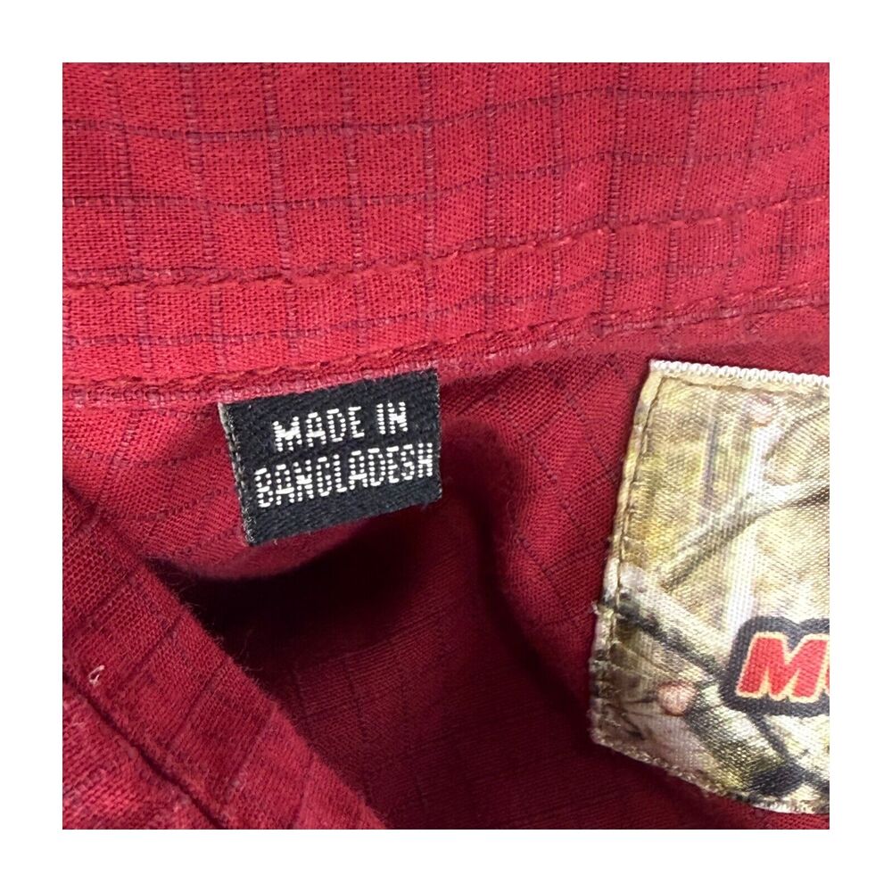 Mossy Oak Shirt Mens XL Red Plaid Cotton Classic Short Sleeve Collared Button-Up - Picture 9 of 9